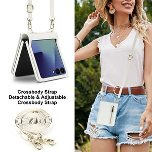 Fundas de Lujo para Teléfono Móvil con Ranuras para Tarjetas, de Cuero Sintético, para <span class=keywords><strong>Z</strong></span> <span class=keywords><strong>Flip</strong></span> 7/6/5/4/<span class=keywords><strong>3</strong></span>, con Correa de Cremallera y Cordón Cruzado - Product Image 4