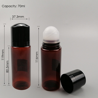 Bouteilles en plastique opaques brunes rechargeables de 70ml rouleau de déodorant cosmétique vide à large ouverture sur bouteille de gros