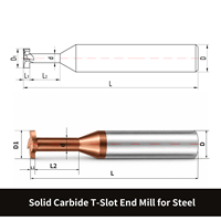 Fraise à rainurer CNC à rainures en T, en carbure monobloc, usage général, pour centre d'usinage, durable, direct usine, efficace, OEM