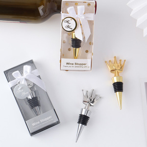 Crown Wine <b>Stopper</b> Zinc Alloy Gold Silver Sealing Bottle <b>Stopper</b> Wedding Gift - Product Image 1