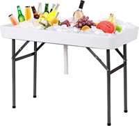 Table de glacière pliable en plastique multi-usages avec jupe assortie et bouchon de vidange pour le camping