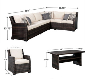 Muebles de jardín de mimbre, sofá de salón seccional para exteriores y mesa de comedor, sofá de esquina para Patio, balcón, <span class=keywords><strong>grupo</strong></span> de asientos en forma de L - Product Image 6