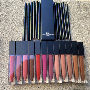 Grosir Kit bibir <span class=keywords><strong>2</strong></span> in 1 kit lipliner lipstik kosmetik rias tahan air set lipliner lipstik cair vegan matte tahan lama - Product Image 2