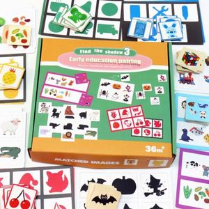 Bloques de Madera con Forma de Animales y Frutas, Tarjetas de Emparejamiento de Sombras, Juego de Madera para Combinar Formas - Product Image 1