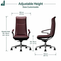 Chaise de conférence en cuir moderne et élégante à dossier haut, multifonctionnelle, réglable, facile à nettoyer, personnalisable, pour bureau, salle de réunion, usage commercial