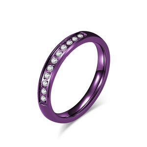 Purple Diamond <b>Ring</b> For Women Round Brilliant Cut Wedding Band Everyday Wear Jewelry <b>Thin</b> Strip Design - Product Image 1
