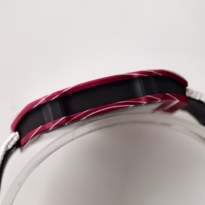 เคสคาร์บอนไฟเบอร์สีชมพู 6702 นาฬิกาข้อมือผู้ชายสุดหรู นาฬิกากลไกแบบโครงกระดูก สายไนลอนสีขาว นาฬิกาสปอร์ตธุรกิจ - Product Image 4