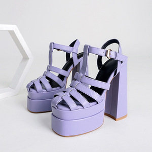 Nuovi Sandali Romani con Tacco Alto e Plateau da Donna, con Fibbia, <span class=keywords><strong>Neri</strong></span>, per Primavera ed Estate, Scarpe Eleganti - Product Image 5