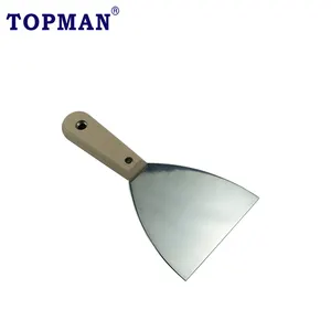 Topman Raspador de acero inoxidable de 4 pulgadas con mango de madera de haya Raspador de pared Cuchillo de masilla