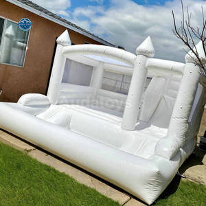 Structure gonflable commerciale en PVC grand format pour enfants, avec toboggan et <span class=keywords><strong>piscine</strong></span> à balles, blanche, 16x13 pieds, capacité 500 kg, idéale pour location de fêtes et mariages - Product Image 2