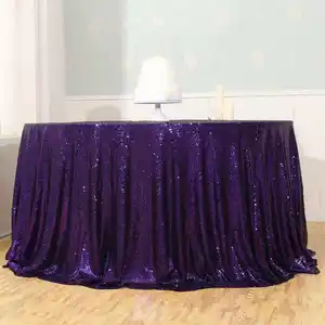Hot Sale Fancy 50 Inch Round Purple Sequin Table Cloth