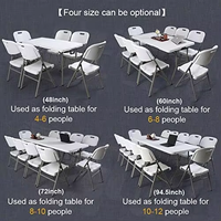 Table pliante rectangulaire portable carrée de 1,80 m (6 pieds) en plastique HDPE blanc, avec pieds en acier thermolaqué, idéale pour le barbecue et le camping – Meilleure vente
