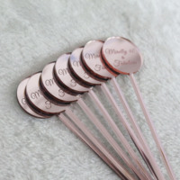 Agitateurs à boisson en or rose gravés personnalisés, idées de bar de mariage, idées de décoration de bar de mariage, décoration, agitateur à cocktail en acrylique personnalisé