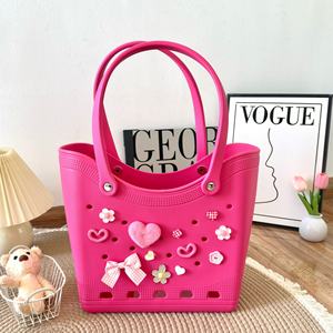 Poignées personnalisables <span class=keywords><strong>EVA</strong></span> plage <span class=keywords><strong>sac</strong></span> fourre-tout écologique léger lavable en caoutchouc voyage sacs à main bricolage <span class=keywords><strong>sac</strong></span> fourre-tout marché grossistes - Product Image 4