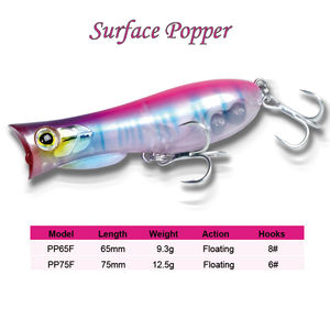 Leurres de pêche Poppers leurre 65mm 9.3g et 75mm 12.5g flottant Popper leurre pêche appâts artificiels pour la pêche à la truite océanique - Product Image 3