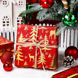 Red Christmas <b>Wrapping</b> <b>Paper</b> Gold Foil Reindeer Tree 17 In X 33 Ft Roll Gift Craft Recyclable - Product Image 6