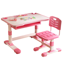 Ensemble de meubles pour enfants au design moderne, réglable en hauteur, table et chaise d'étude en plastique avec étagère pour l'école et la maison