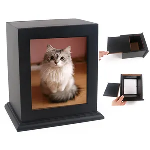 photo frame Slide Lid Urns Laser customized Logo wooden pet urn cat dog bird Cremation Casket Wood For Pet Ashes