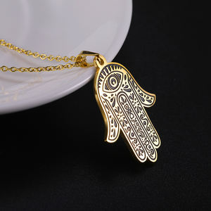 Collier <span class=keywords><strong>pendentif</strong></span> <span class=keywords><strong>main</strong></span> de Hamsa Hamesh, œil porte-bonheur, chaîne de collier ras du cou en acier inoxydable, amulette, bijoux juifs - Product Image 5