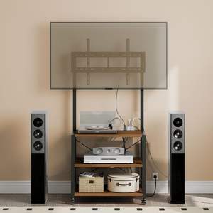 Meuble <span class=keywords><strong>TV</strong></span> moderne en bois sur <span class=keywords><strong>roulettes</strong></span> avec support et prise de courant pour téléviseurs jusqu'à 55 pouces, avec étagères de rangement à 3 niveaux - Product Image 1