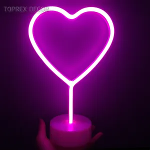 Minimalistische Liefde Hartvormige 3d Led Neon Nacht Licht Klein Formaat Voor Valentijn Festival Decoratie Schakelaar Controle Slaapkamer Gebruik
