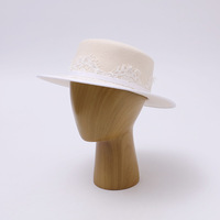 Chapeau en feutre de laine pour femme, élégance Hepburn, style rétro japonais, imprimé dentelle française, dessus plat, automne-hiver, polyvalent, pour cérémonie
