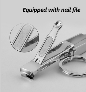 Coupe-ongles en acier inoxydable pliable pour doigts et orteils avec porte-clés, outil de manucure portable - Product Image 4