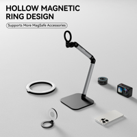 TELESIN 2026 Nouveau support de téléphone pliable magnétique en alliage d'aluminium anti-corrosion réglable pour bureau, lit et diffusion en direct