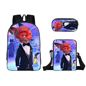 Hotverkopende Cartoon Zoo Rugzak 3-delige Set - Rugzak, Schooltas, Etui, Kleine Schoudertas - Groothandel - Product Image 6