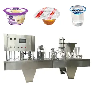 High Productivity Automatic 6 Lines Plastic Juice Yogurt Cups Filling Sealing Machine