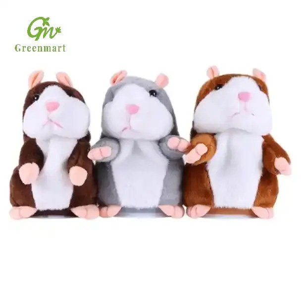 Greenmart 새로운 귀여운 대화 형 전기 박제 동물 말하는 햄스터 여러 언어로 문구를 반복 재미있는 봉제 장난감