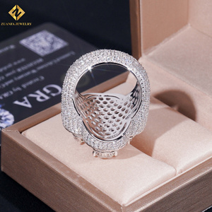 Nuevo Diseño de Moda, Anillo de Hombre con Cruz, Estilo Hip Hop, de Lujo, con Incrustaciones de 4 Piedras de Moissanita VVS Rosa en Forma de Pera, Plata de Ley S925 - Product Image 2