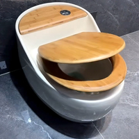 WC monobloc en porcelaine à chasse siphonique sur pied, WC rond en forme d'œuf pour la salle de bain