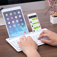 Keyboard nirkabel, untuk multi-perangkat dengan bantalan portabel Slot pemegang ponsel
