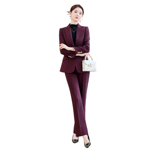 Women's Wool <b>Blazer</b> Suit <b>Set</b> Polyester Fabric Anti-Wrinkle Commute Style - Product Image 5