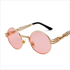 Gafas de Sol Steampunk de Lujo de Diseñador de Marcas Famosas, Gafas de Sol Redondas Retro de Metal para Hombre - Product Image 4