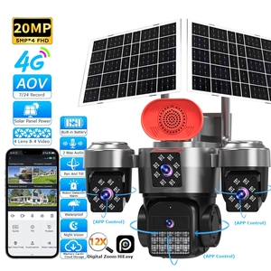 Nouvelle arrivée HiEasy AOV Caméra 4 objectifs 20MP Sécurité 6 moteurs Enregistrement 24h/24 et 7j/7 Caméra IP 4G Sim 3PTZ Caméra solaire AOV - Product Image 1