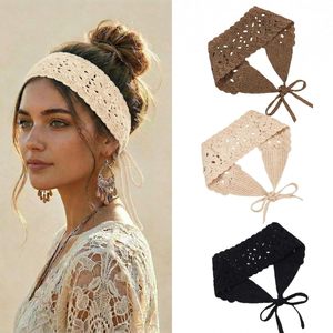 Fasce per capelli da donna all'uncinetto, bandane floreali elastiche, fasce vintage lavorate <span class=keywords><strong>a</strong></span> maglia con fiori - Product Image 5