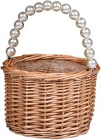 Panier de rangement artisanal en rotin tressé certifié pour demoiselle d'honneur, avec poignée en perles, couleur et logo personnalisables, pour décorations de mariage et de maison (GP)