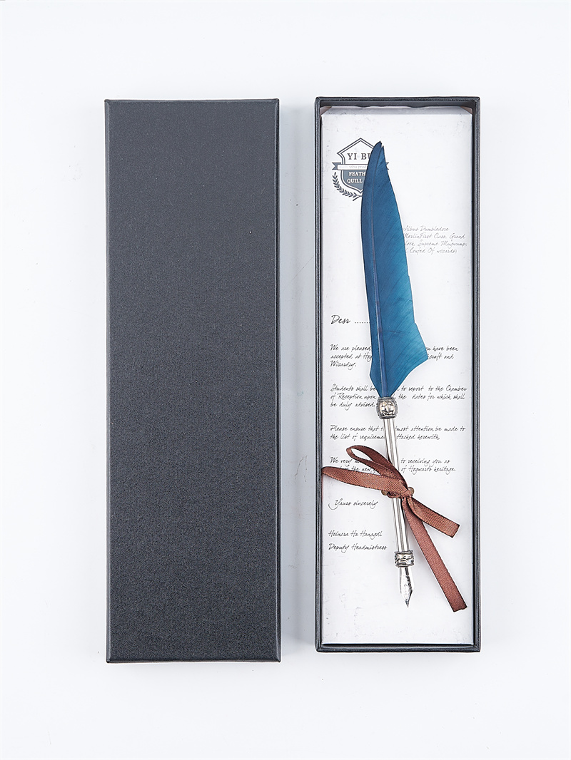 Penna blu in una scatola