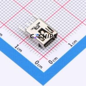 U-M-M5DD-W-4 USB Connector Through hole Component (THT) Connector Mini-B USB 2.0 Female Through Hole - Product Image 1