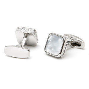 Manufacturer Supplier Customised Logo Alloy Cufflinks Set <b>for</b> <b>Men</b> Metal Custom Shape White Conch Cuff Links - Product Image 5