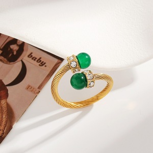 แหวนสแตนเลสสตีลแบบเปิดประดับเพชรซิร์คอนลายเรขาคณิต ชุบทอง 18k เครื่องประดับแฟชั่นสำหรับผู้หญิง ของขวัญ YR69 - Product Image 4