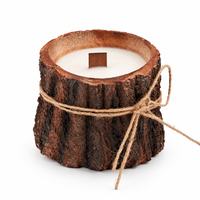 Bougie en cire de soja parfumée au bois rustique avec nœud en jute pour l'aromathérapie et la décoration de la maison, vente en gros
