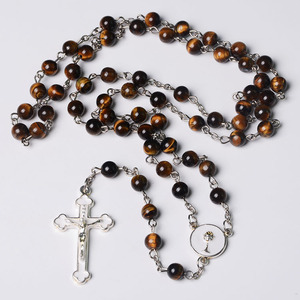 Chinese High Quality Tiger Eye Gemstone Bead Necklace Shell Beads Rosary Manufacturer Wholesale - Product Image 2