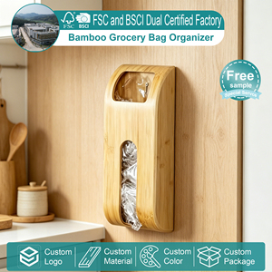Organizzatore per Sacchetti in Plastica <span class=keywords><strong>da</strong></span> Parete in Bambù Naturale, Porta Sacchetti per Dispensa e Cucina - Product Image 1