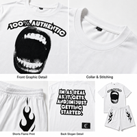 Ensemble décontracté 2 pièces pour homme : short et t-shirt en coton délavé écologique à imprimé graphique, coupe régulière