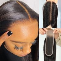 Cabello Humano Virgen Remy 2x6 Liso Natural Negro Real para Tejido de Cabello con Cierre de Encaje HD de Una Sola Tira - Nuevo de Fábrica