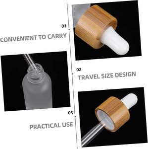 Emballage cosmétique de luxe, flacon compte-gouttes en verre transparent pour sérum visage, huile essentielle pour le corps avec couvercle en bambou, flacons compte-gouttes pour sérum - Product Image 5