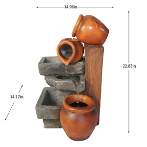 น้ำพุเรซิ่นทำมือสุดหรู ใช้พลังงานแสงอาทิตย์ แบบหลายชั้น วางบนโต๊ะ พร้อมไฟ LED ตกแต่งสไตล์เรียบง่าย สำหรับตกแต่งภายในและภายนอก - Product Image 3